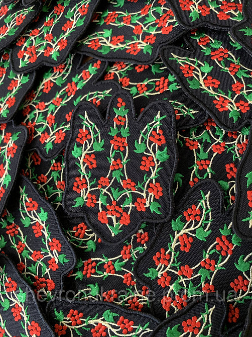 Шеврон Герб Украины ветки калины (Форма контурная. На липучке) Размер 9x7см Киев - изображение 3