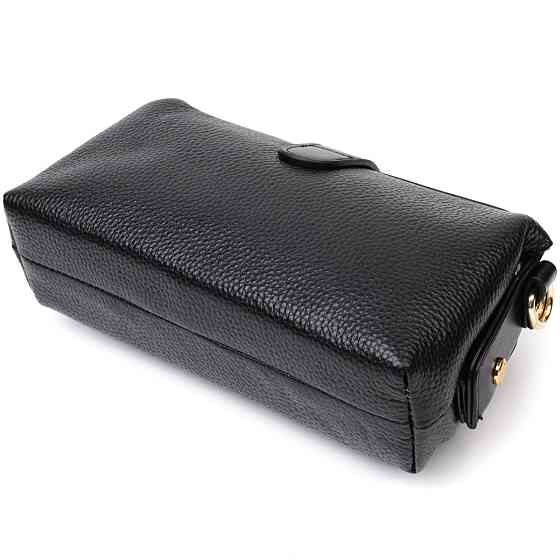 Интересный клатч в классическом цвете с интересной защелкой из натуральной кожи Vintage 22427 Черный Киев