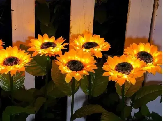 Садовый светильник на солнечной батарее Подсолнечник, 75 см, Теплый белый / Газонный светодиодный фонарь Коломия