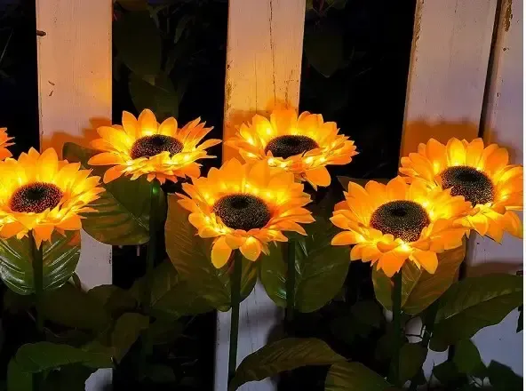 Садовый светильник на солнечной батарее Подсолнечник, 75 см, Теплый белый / Газонный светодиодный фонарь Коломия - фото 5