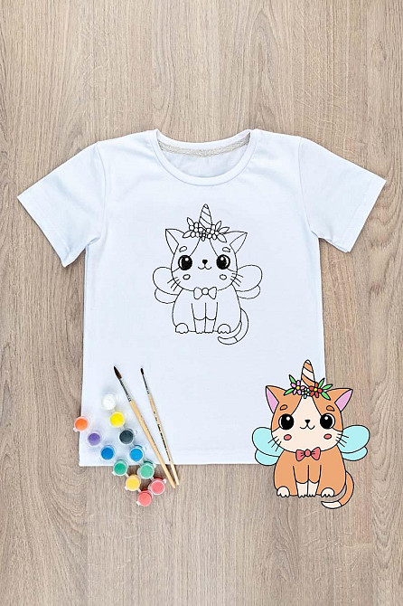 Футболка-раскраска детская  Котик Единорог Юрма одяг Киев - изображение 2