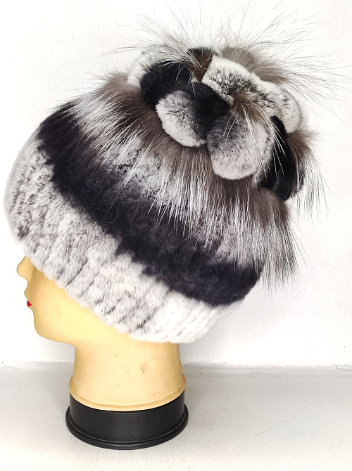 Шапка хутряна жіноча квітка Rex Мішель Шиншиловий Харків - фото 2