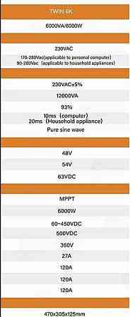 Инвертор Гибридный VMIV TWIN 6K 48V 6кВт. 48В. Киев