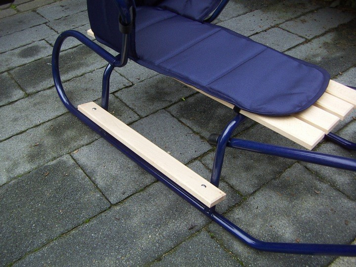 Санки дитячі металеві Basic + матрацик + підніжник + спинка (синій) Київ - фото 5