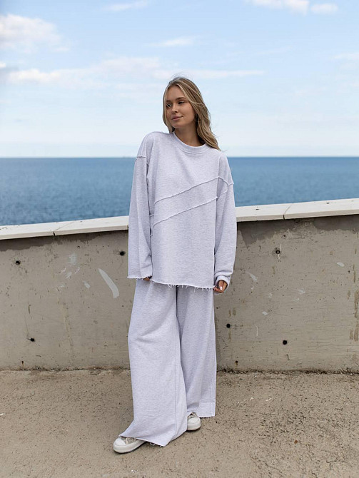 Женский стильный оверсайз костюм двойка: кофта и штаны турецкая трехнить петля пенье Меланж Одесса - изображение 10