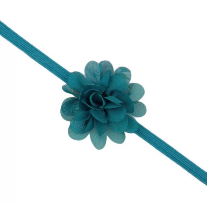 Детская повязка на голову с шифоновым цветком one size бирюзовый Киев - изображение 1