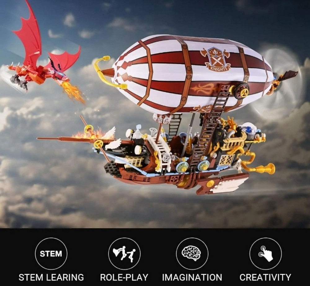 Детский конструктор корабль воздушный дирижабль военный пират 1283 шт. Харьков - изображение 2