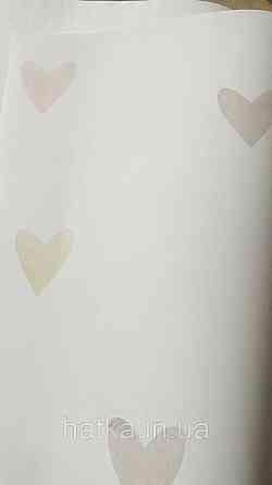 Шпалери флізелінові еко Rasch Kids World II 0.53х10 дитячі серця рожеві жовті коричневі на білому 301717 Київ