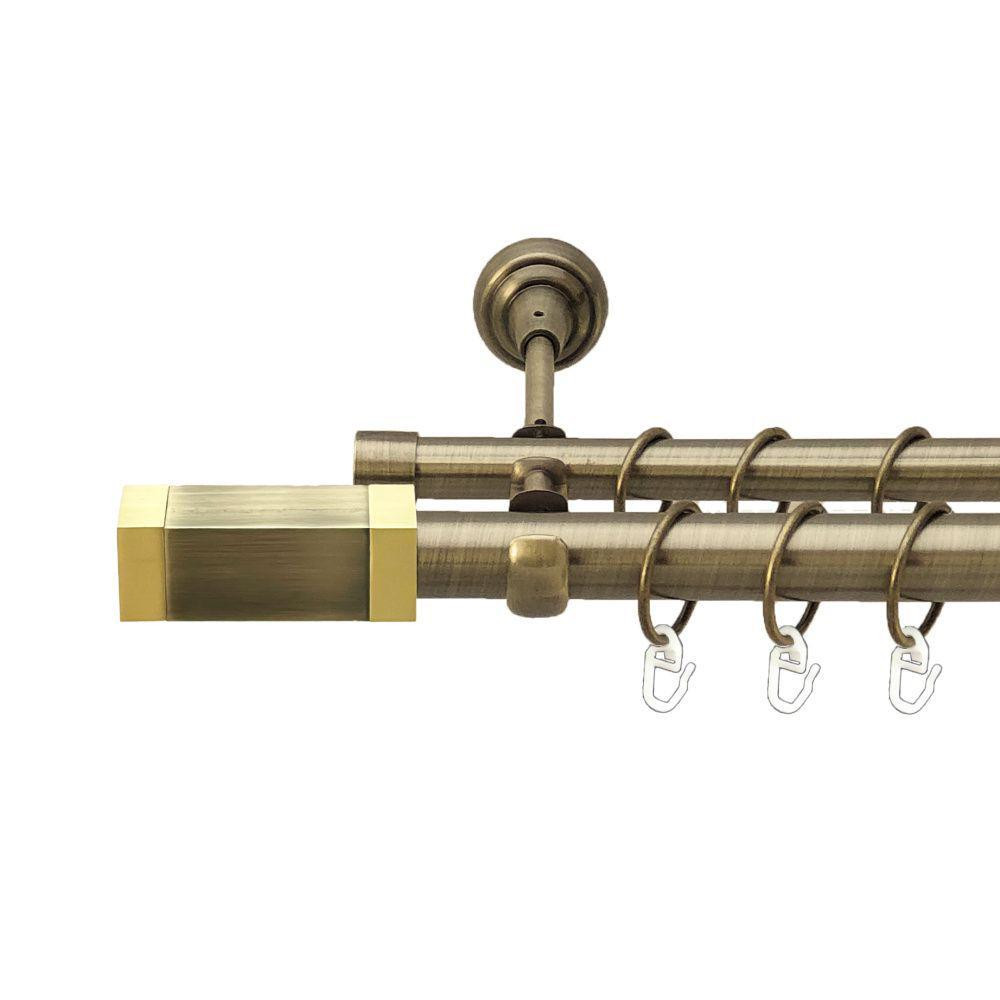 Карниз Orvit Квадро металевий дворядний відкритий гладка труба кільце металеве Антик 25\19 мм 300 см (00-00019165) Львів - фото 1