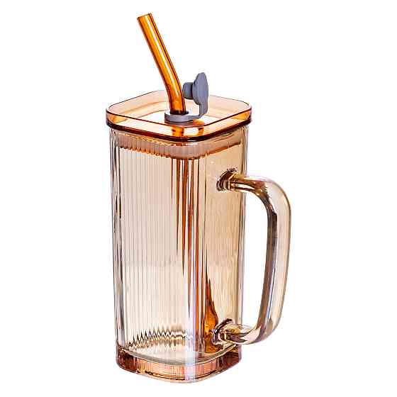 Кружка скляна з кришкою та трубочкою 280 мл Київ