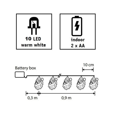 Гирлянда Luca Lighting Санта, струна 1,2 м, 10 LED теплий білий, 2АА (8720362642305) Винница - изображение 3