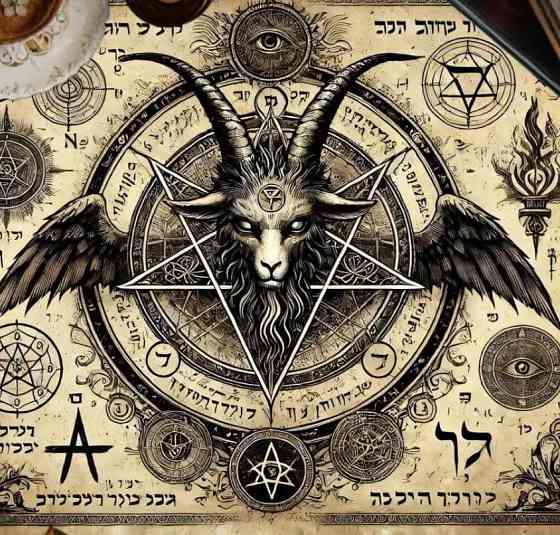 Вівтарна скатертина для Таро та рун з пентаграмою і символом Бафомета 49×49 см Київ