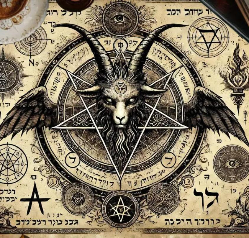 Алтарная скатерть для Таро и рун с пентаграммой и символом Бафомета 49×49 см Киев - изображение 1