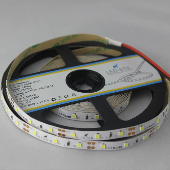 LED-STIL LED стрічка LED-STIL 6000K, 6 Вт/м, 2835, 60 діодів, IP33, 12V, 500 LM, холодне світло Коломия