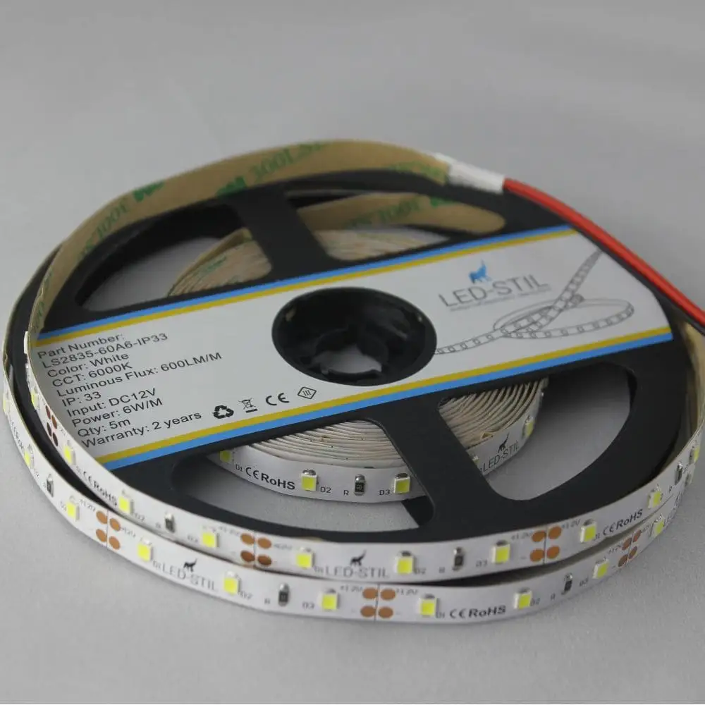 LED-STIL LED стрічка LED-STIL 6000K, 6 Вт/м, 2835, 60 діодів, IP33, 12V, 500 LM, холодне світло Коломыя - изображение 3