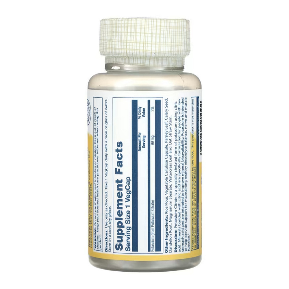 Цитрат калия Solaray Potassium 99mg 60 вег капс Киев - изображение 2