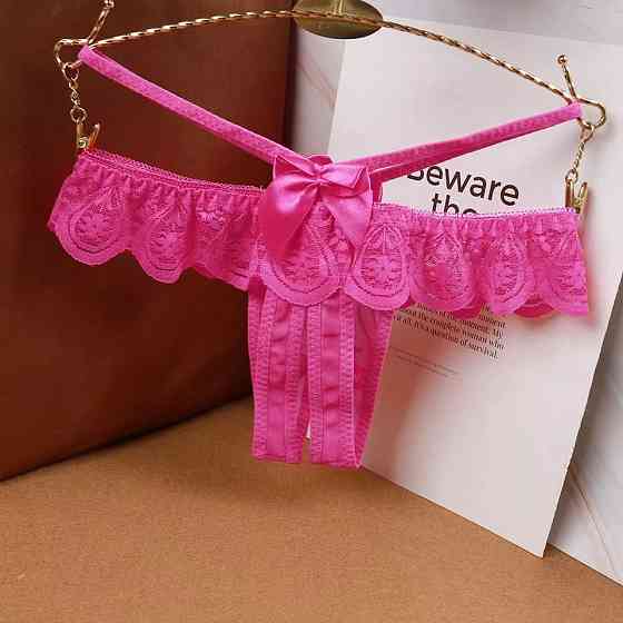 Трусики з розрізом та бантиками малинові - розмір універсальний (на резинці) Київ