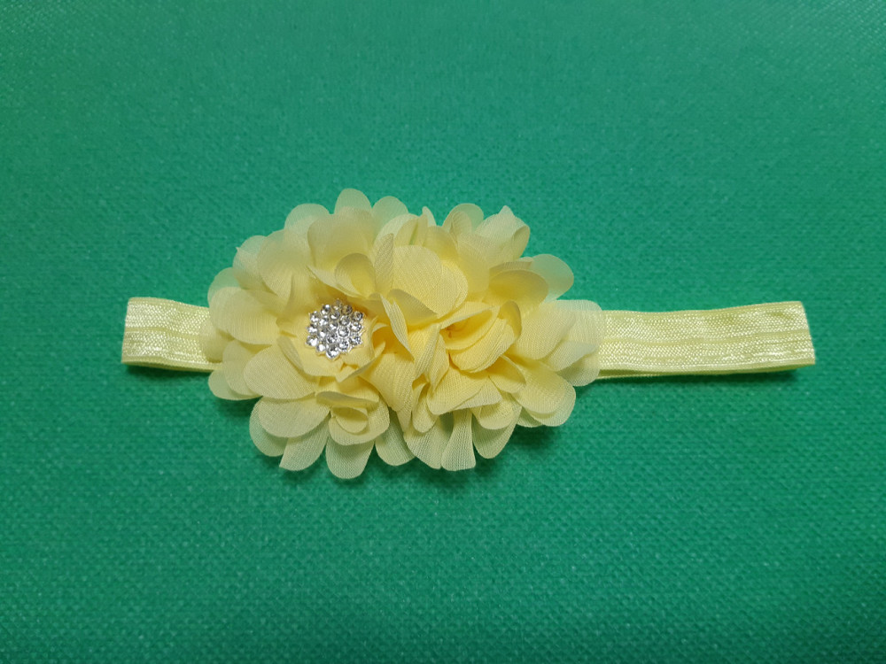 Детская желтая повязка с цветком - размер универсальный (на резинке), цветок 10см Киев - изображение 1