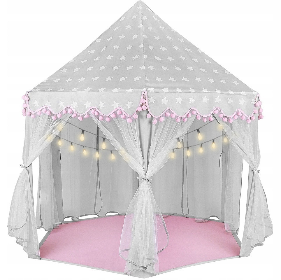 Дитячий Намет - ігровий будиночок 6 входів з москітною сіткою Kruzzel (8772) Pink / Grey Нововолинськ - фото 3