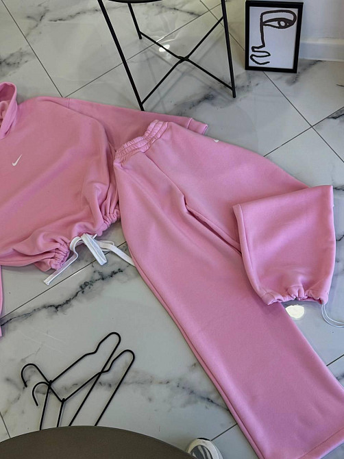 Женский утепленный прогулочный костюм двойка в спортивном стиле трехнить на флисе Барби, 48/50 Одесса - изображение 2