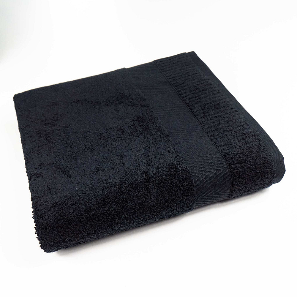 Банний махровий рушник 70x140см Преміум якості Зеро Твіст Бордюр 550г/м2 (Чорний) Суми - фото 1