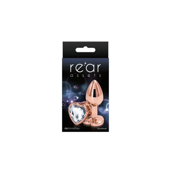 Анальна пробка NS Novelties Rear Assets - Rose Gold Heart - Small - Clear Львів