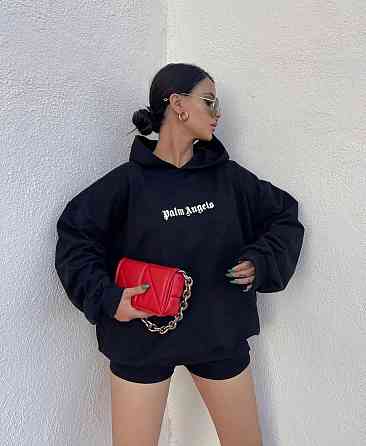 Женский худи на флисе оверсайз Черный 42/48 Харьков