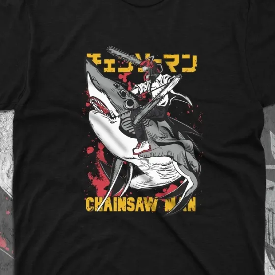 Футболка для подростка мальчика с принтом Человек Бензопила Бім Демон-Акула Размер 160 Anime10471 Днепр
