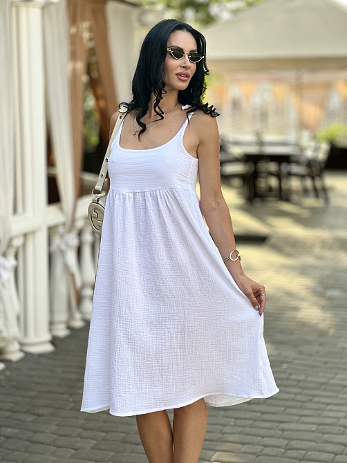 Летнее платье сарафан из муслина на бретельках Caramel 42-44, Белый Киев - изображение 1