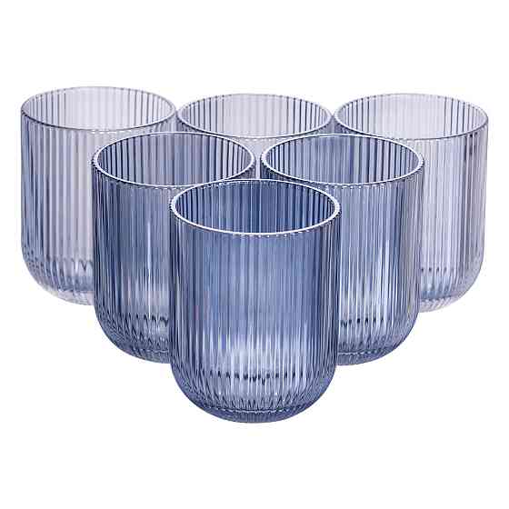 Набір склянок 6 шт скляні склянки 250 (мл) для соку, лимонаду, коктейлів склянки для напоїв Блакитний HP7112BL Київ