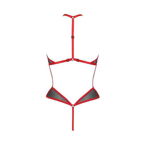 Сітчасте боді з мереживом на грудях Passion SATARA BODY L/XL red Sex Aura Київ