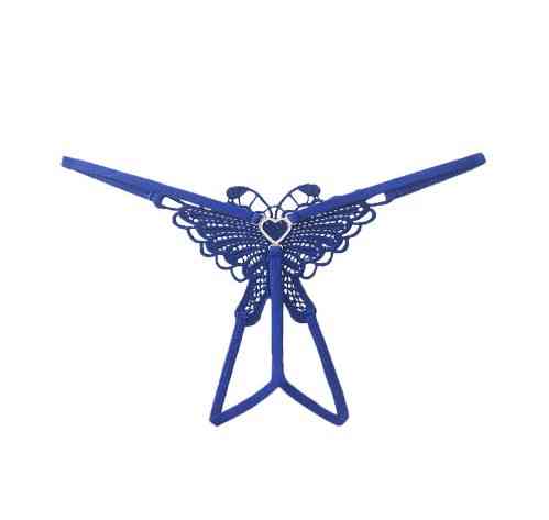 Еротичні трусики з метеликом та розрізом універсальний синій Київ
