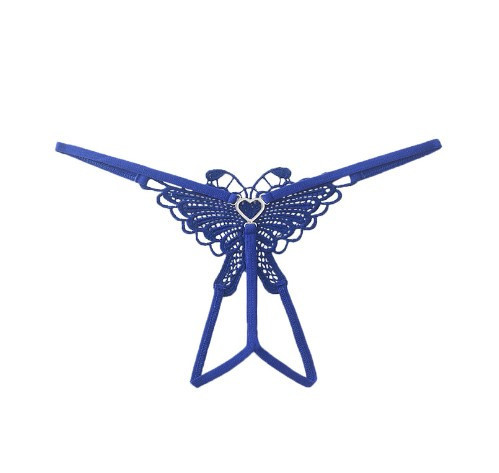 Еротичні трусики з метеликом та розрізом універсальний синій Київ - фото 3