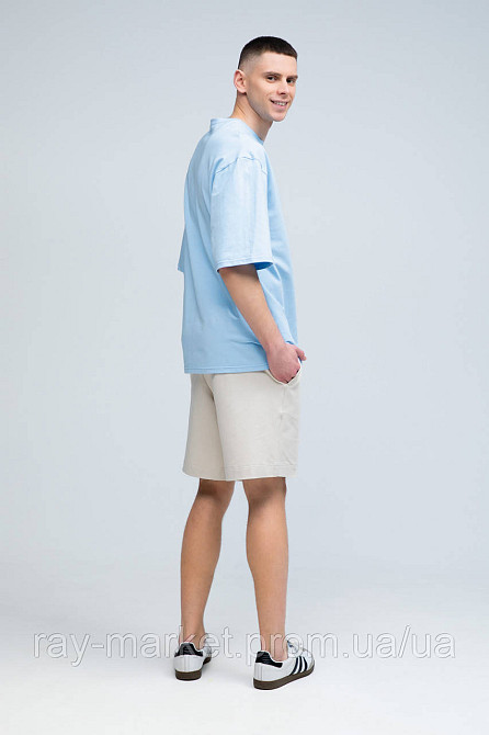 Костюм футболка оверсайз блакитна та шорти бежеві RAY BASIC чоловічий (U1801M-Blue-Cream) Київ - фото 4