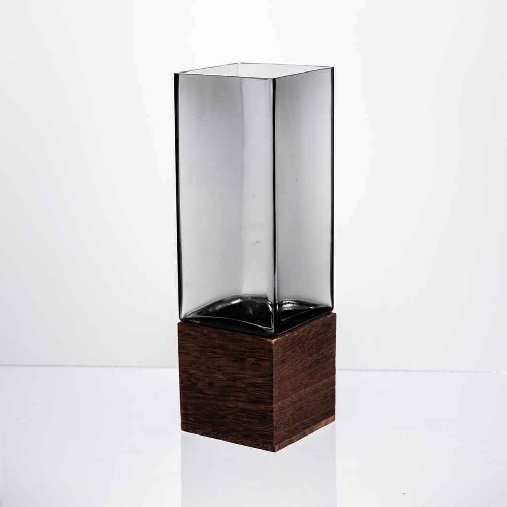 Ваза для квітів квадратная скляна 8×8×25 (см) декоративна ваза 900 (мл) із товстого скла HP-19-160-2 Коломия - фото 1