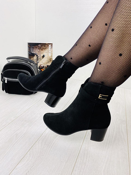 Черевики жіночі ARLETT чорні замша натуральна висота каблука 6см розмір 36р. 37р. (1216) Коломия - фото 4