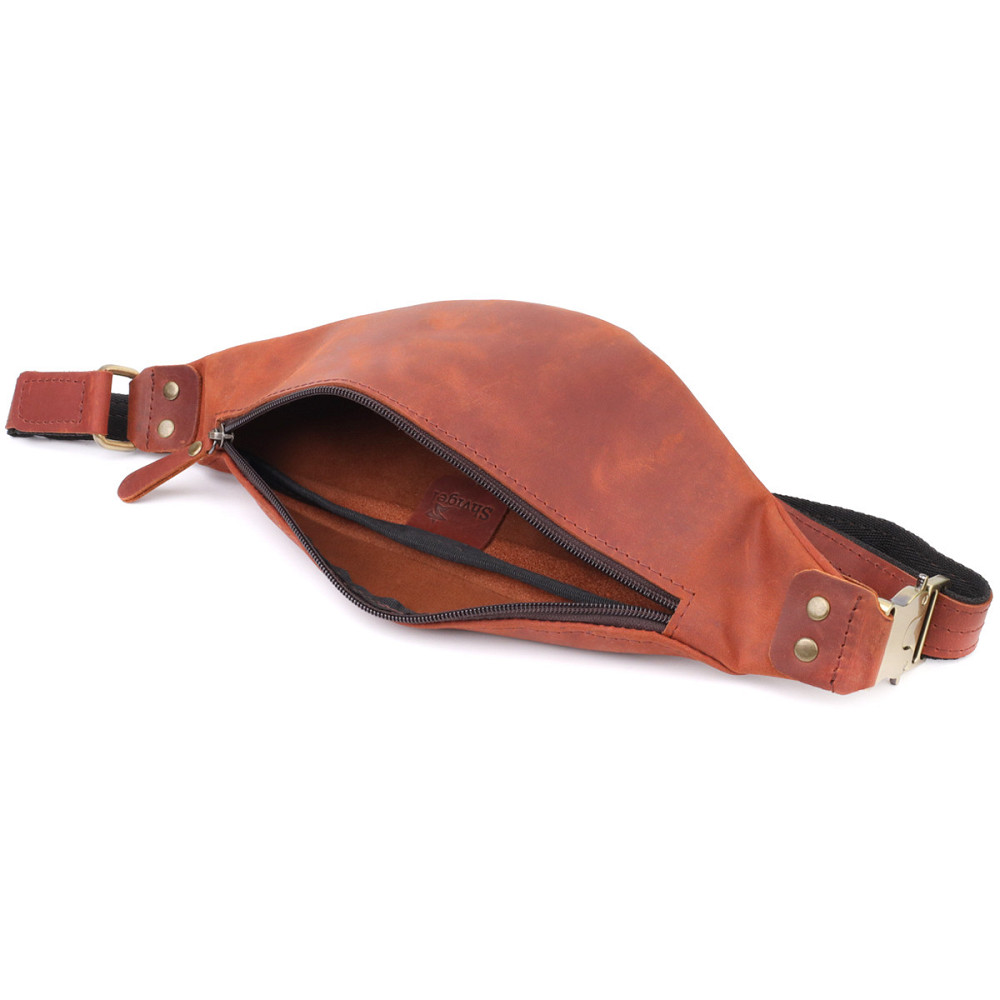 Чоловіча практична бананка з натуральної вінтажної шкіри Рудий (SHVIGEL) Київ - фото 10