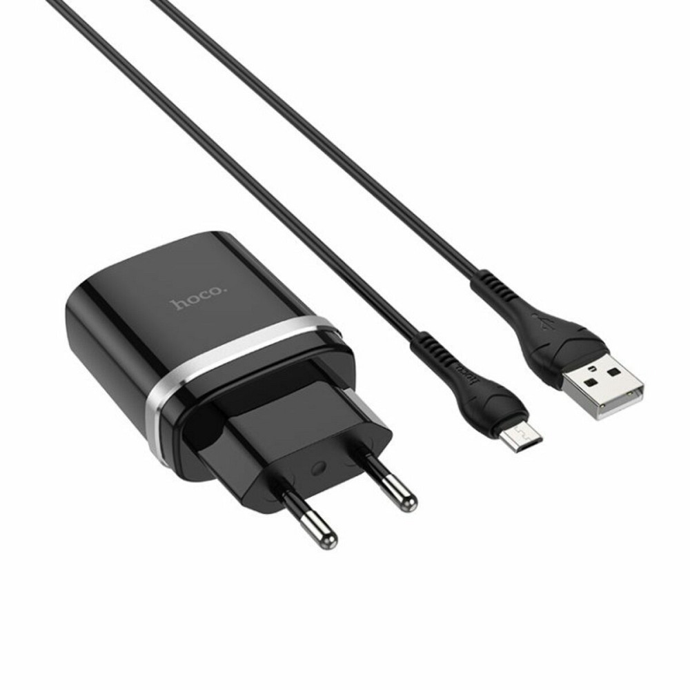 Мережевий зарядний пристрій HOCO C12Q Smart QC3.0 charger set(Micro) 18W Black Київ - фото 1