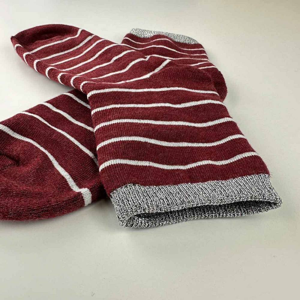 Теплые носки женские классические в полоску с серебром GM Textile Высокие 36-41 Бордовый Сумы - изображение 3