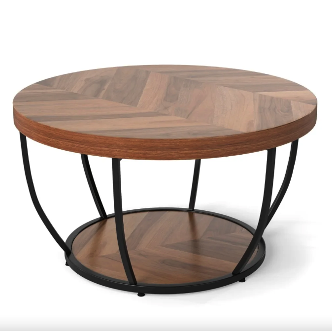 Столик журнальний у стилі лофт з металевими ніжками та дерев’яною стільницею Costway Leo Київ - фото 2