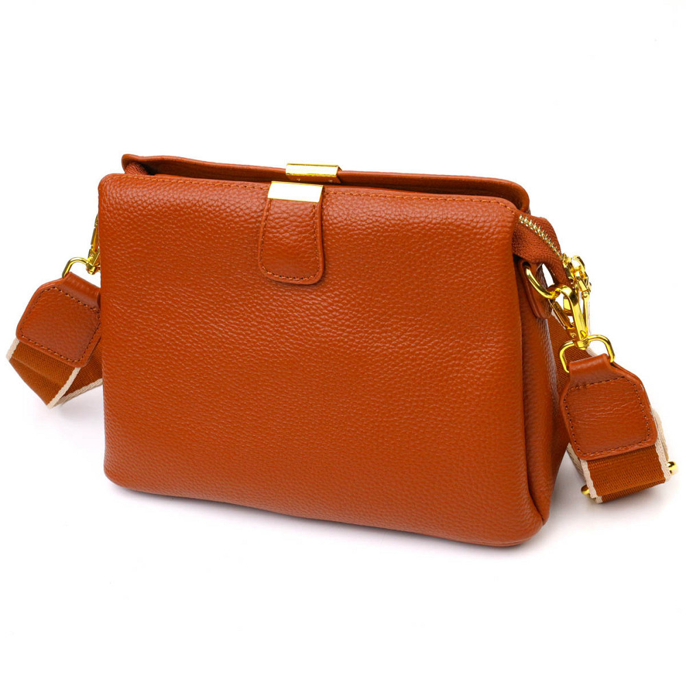 Стильна жіноча сумка на три відділення з натуральної шкіри 22105 Vintage Руда Київ - фото 2