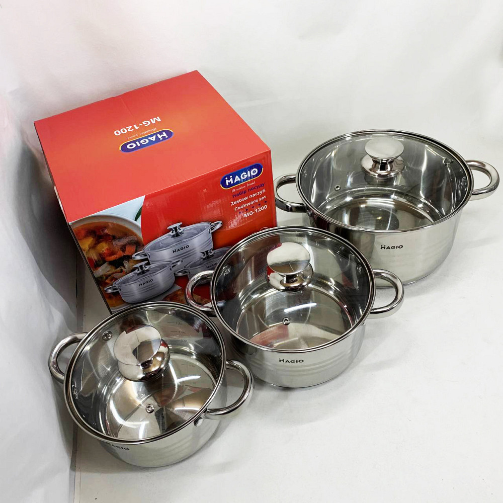 Набор кастрюль для дома с антипригарным покрытием MAGIO MG-1200 6 шт, Кастрюли с прозрачными крышками NZ-67 Ивано-Франковск - изображение 7