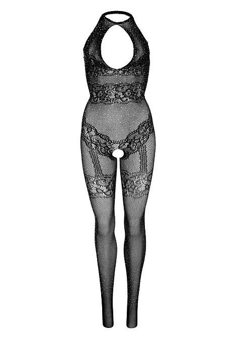 Leg Avenue Rhinestone Lace and Net Bodystocking OS Black Sex Aura Київ - фото 6