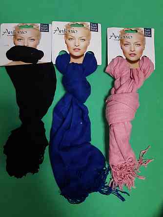 Шарфики женские набор из 3-х штук (розовый, синий, черный) - размер шарфа приблизительно 170*65см Киев