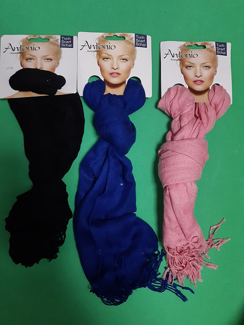 Шарфики женские набор из 3-х штук (розовый, синий, черный) - размер шарфа приблизительно 170*65см Киев - изображение 1