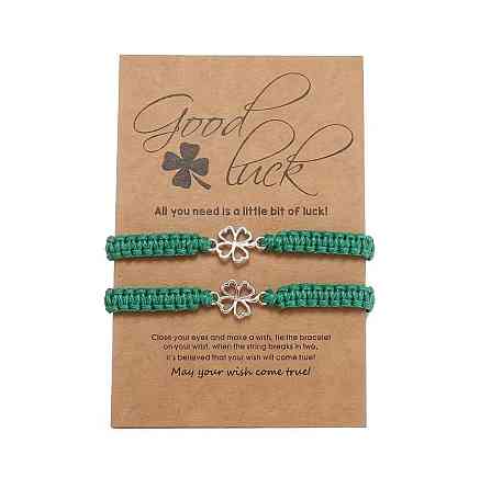 Набір із 2 зелених браслетів з конюшиною на удачу Київ