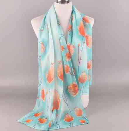 Жіночий шифоновий шарф зелений в квіточки - розмір приблизно 150*48см Київ