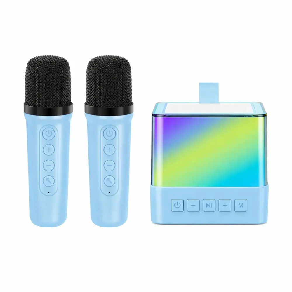 Портативная Bluetooth колонка K18 с LED подсветкой 2 микрофона Голубой Коломыя - изображение 2