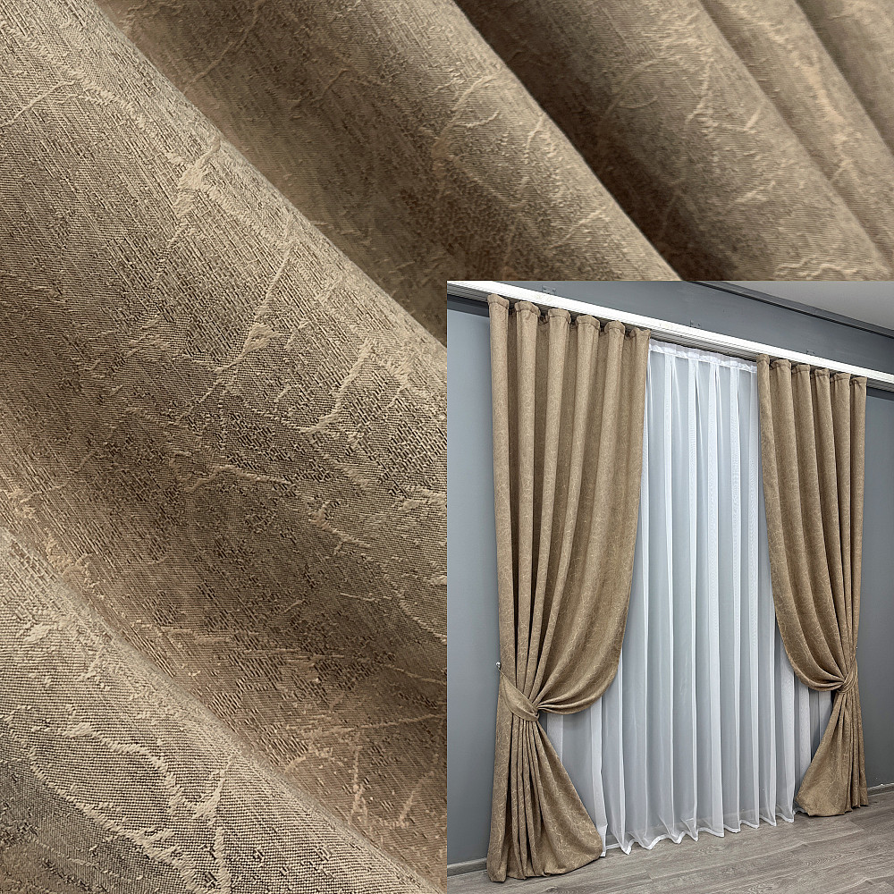Комплект штор VR-Textil Жакард Viva Marmo № 1778ш Капучино 150х290 см 2 шт (33-0741) Київ - фото 1