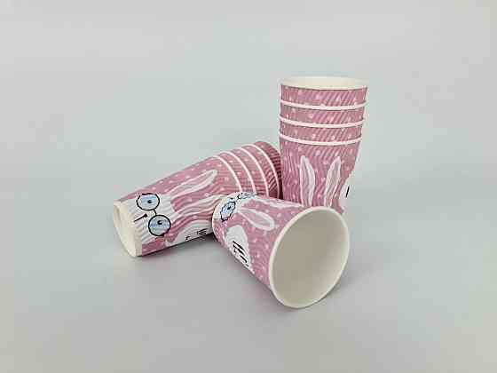 Склянка гофрована 340 мл Зайці рожеві (20 шт.) Харків